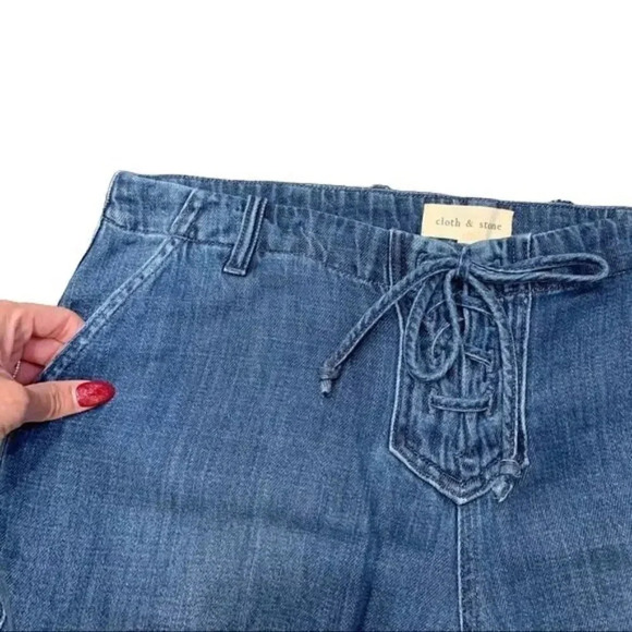 Anthropologie Cloth & Stone Denim Lace Up Joggers - Picture 3 of 6